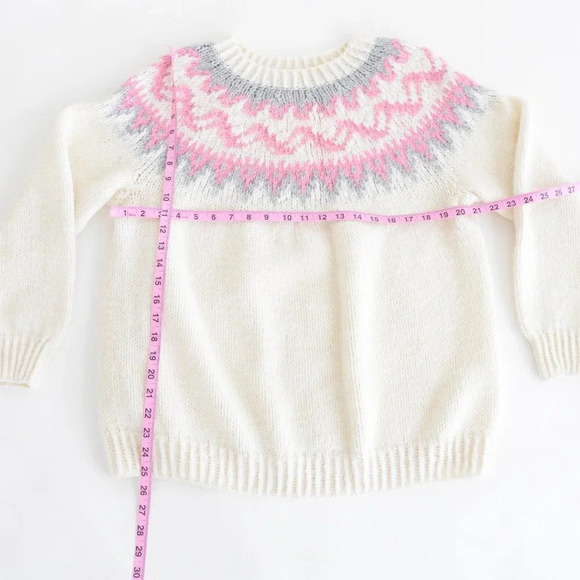 Vintage Handmade Cream Cowichan Chunky Fair Isle Icelandic Fisherman Cabincore M - Picture 4 of 12